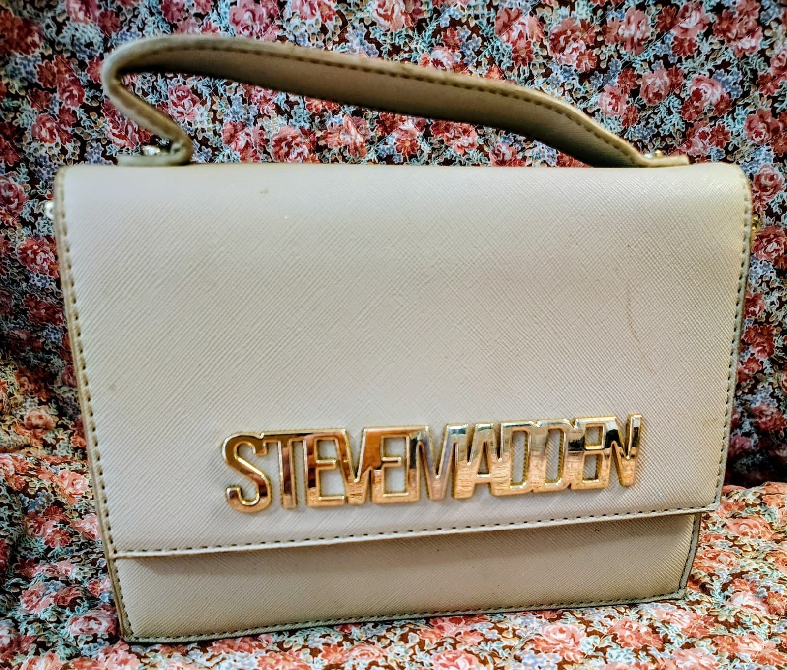 Steve Madden Crossbody Bag, Beige, Gulf Lettering,