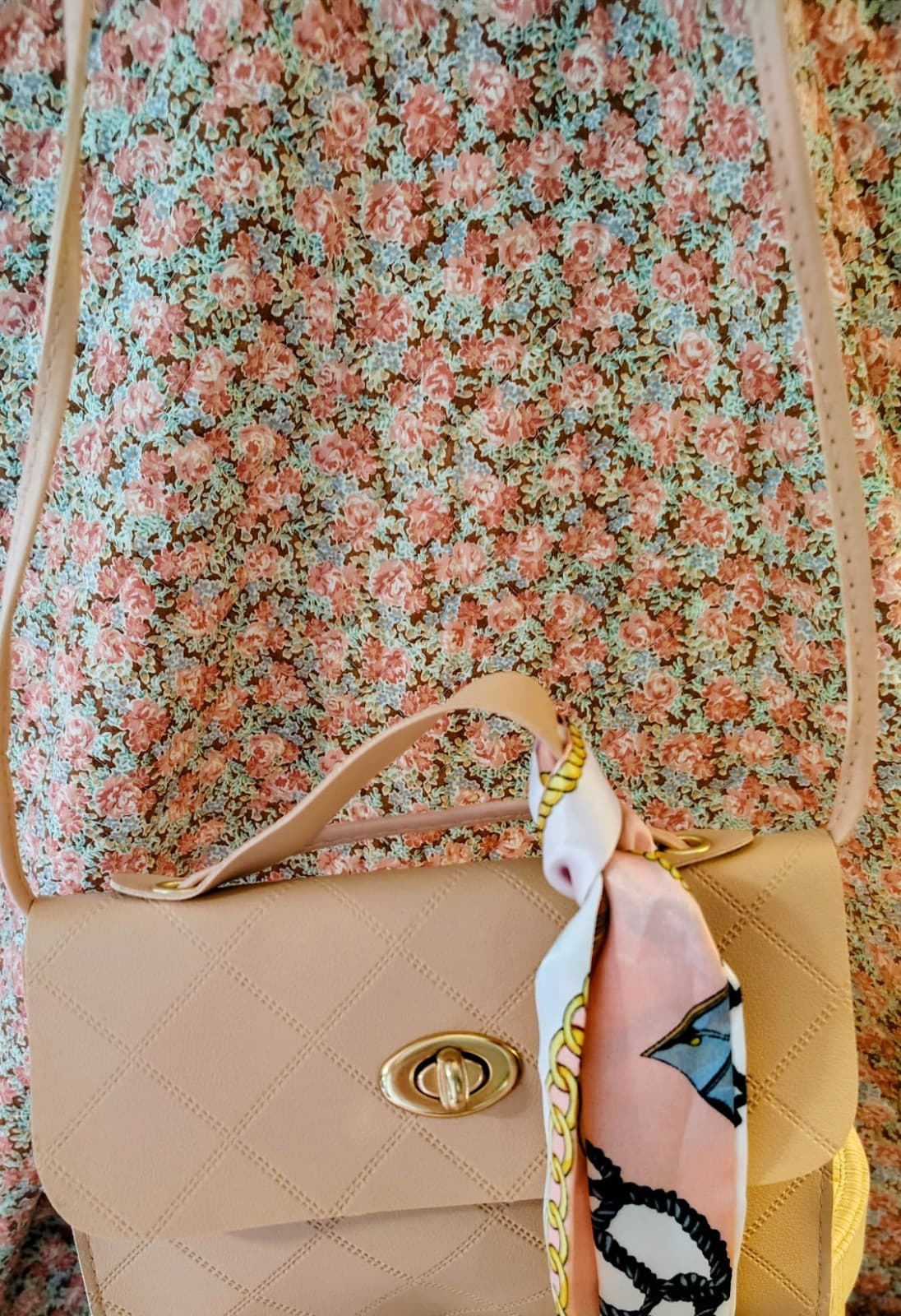 Pale Pink NWOT Faux Leather Bag Crossbody Strap Scarf