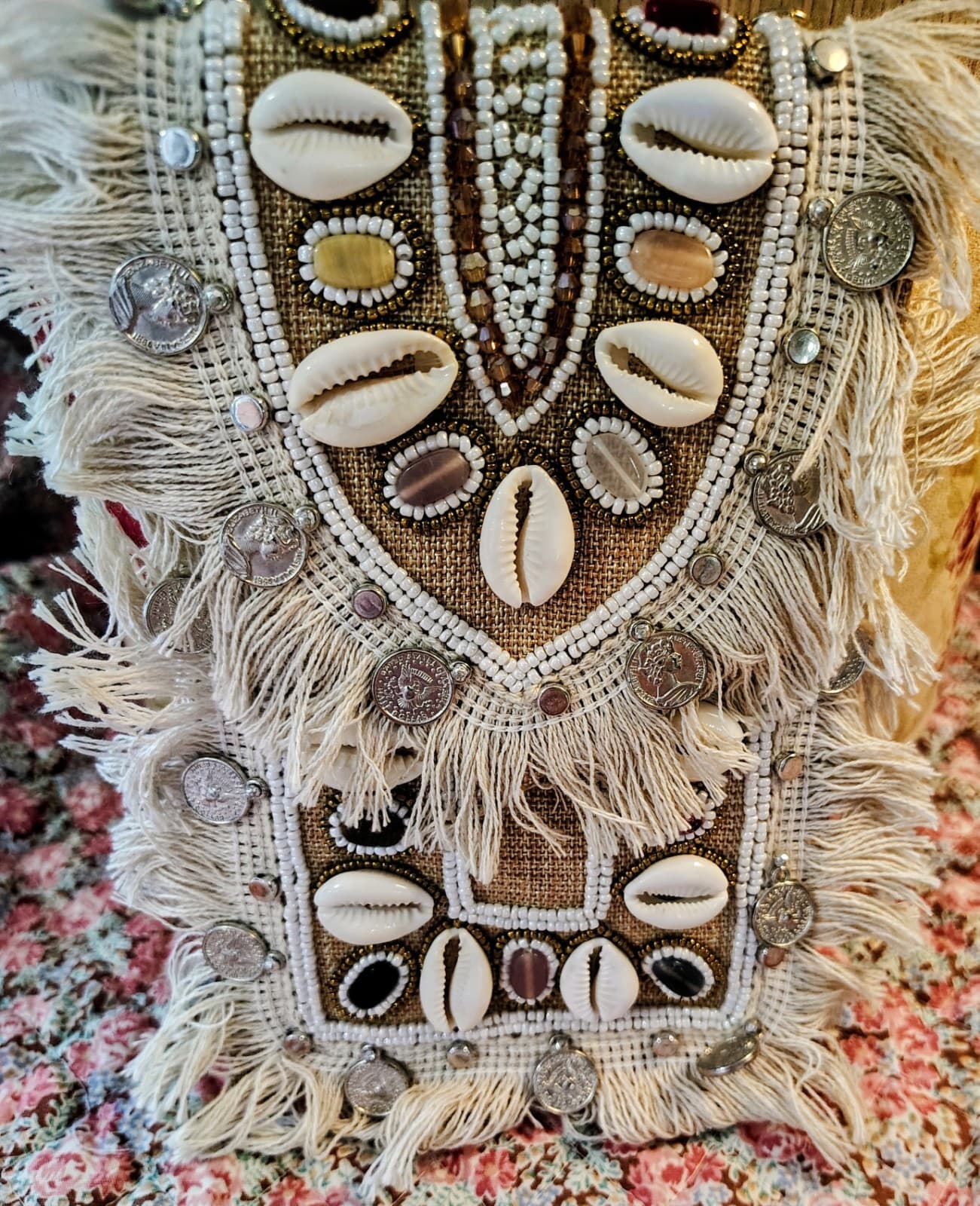 Bohemian Wallet Clutch With Coins, Shells, Beads