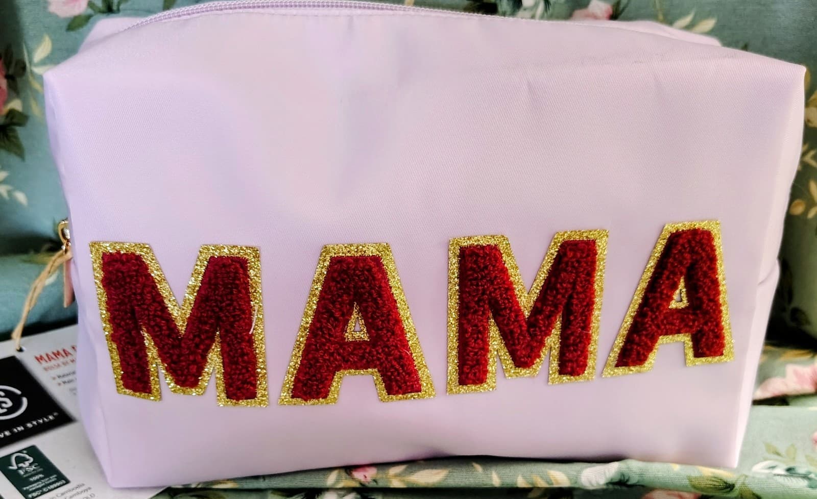 NWT Mama Pouch Cosmetic Bag Varsity Letters