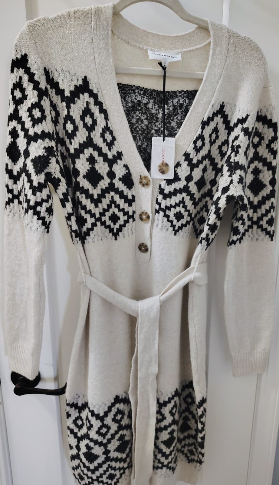 NWT Lucky Brand Cardigan With Waist Belt, Women's Large, MSRP $119