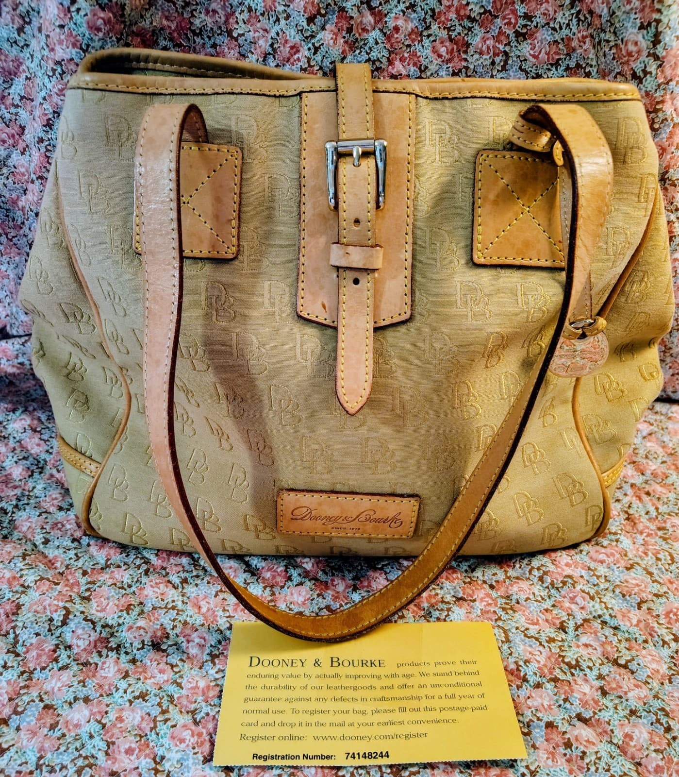 Dooney And Bourke Large Satchel Tote Bag, Duck Charm, COA