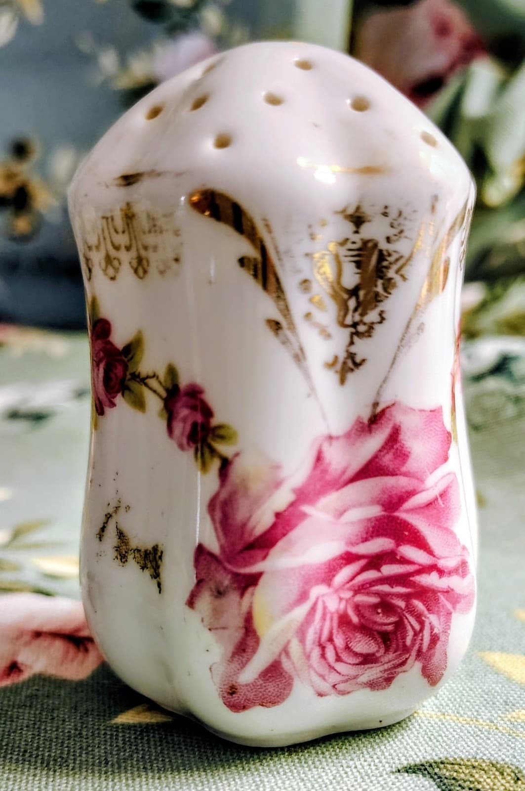 Vintage Floral Porcelain Salt Shaker