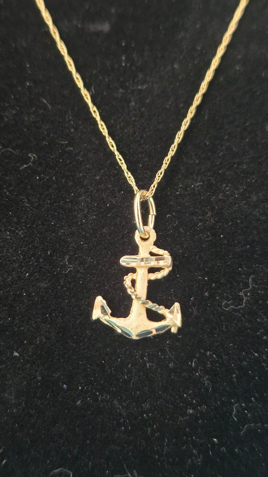 14k Yellow Gold Chain and Anchor Pendant