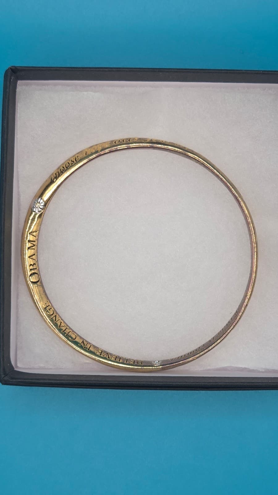 RARE Obama Twist Bangle Bracelet - 24k Gold Plated "Believe In Change"
