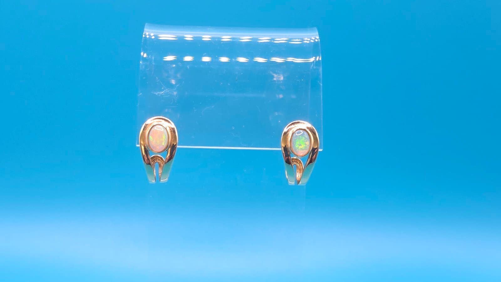 Solid 18k Gold And Opal Hoop Earrings