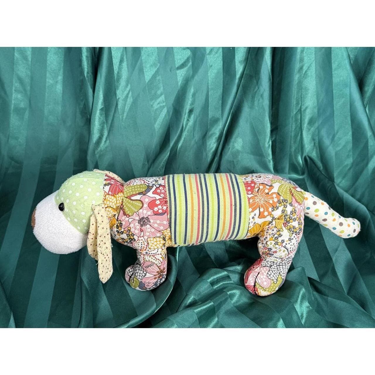 Ganz Patchwork Dachshund Plush Dog Wiener Floral Stripe Colorful