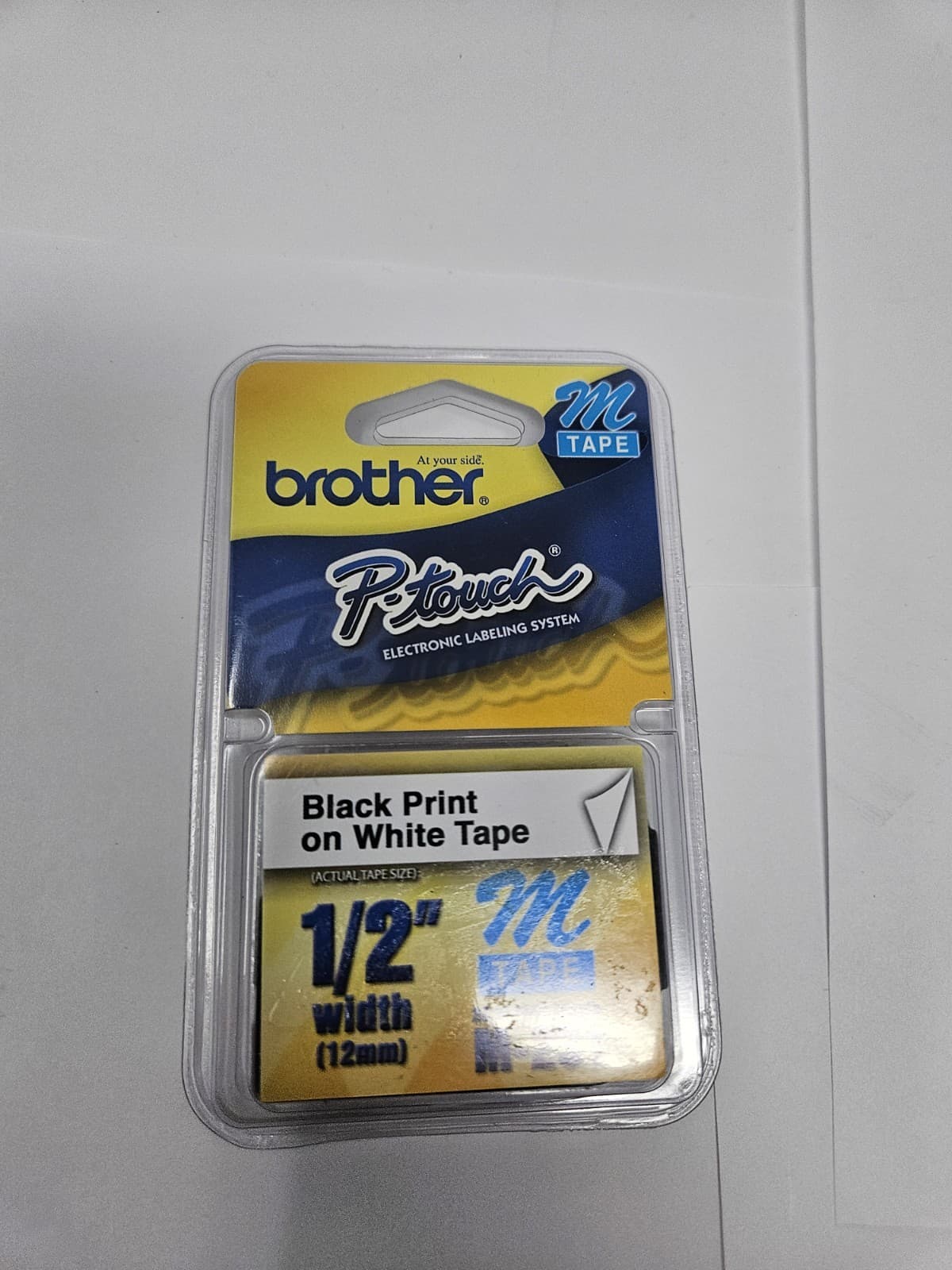 Brother M-231 P-Touch Label Tape 12mm 1/2" Black on White M321