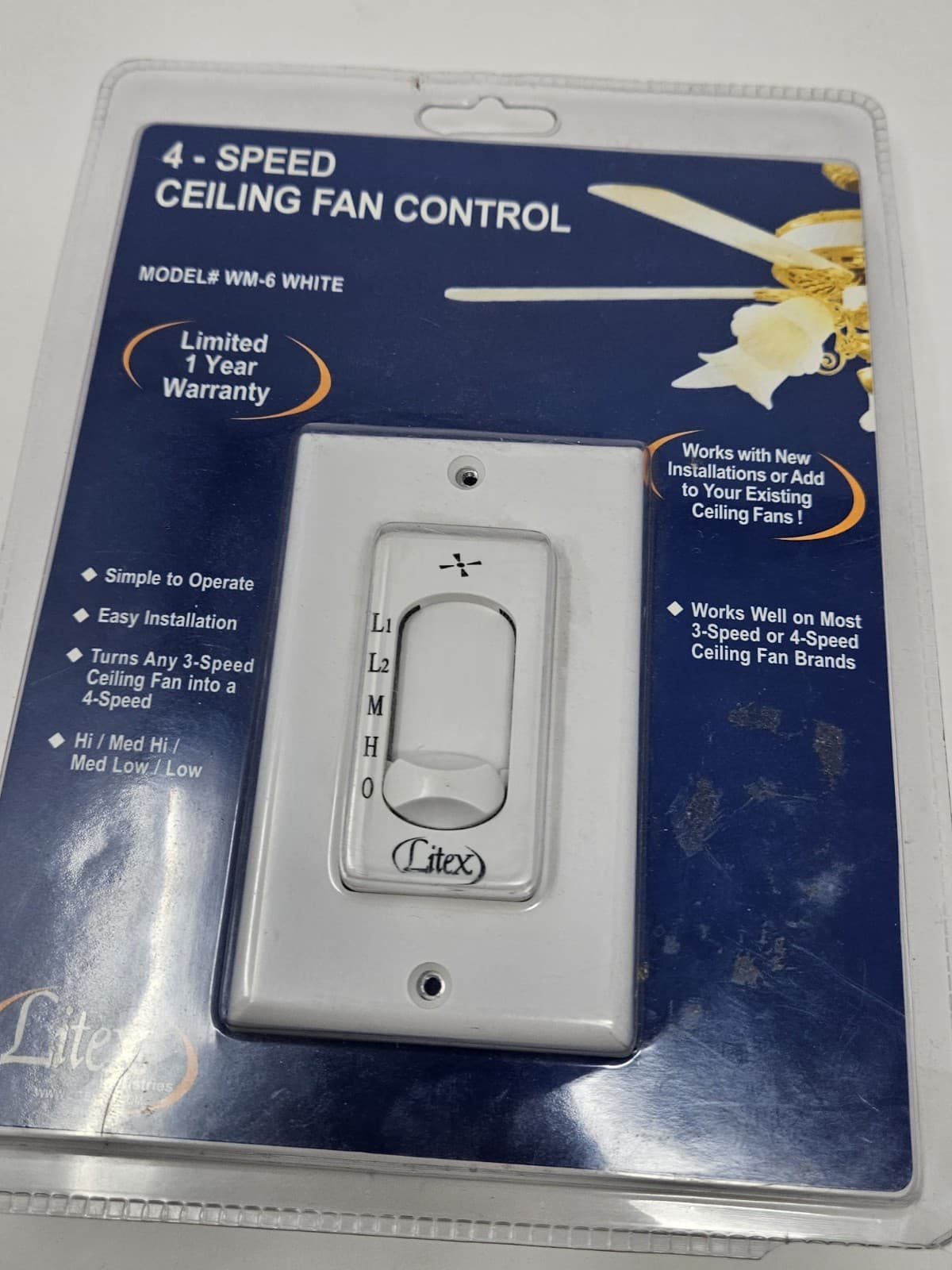 Litex Ceiling Fan Control Model WM-6 White, Sealed