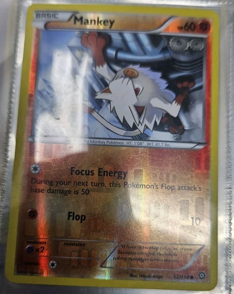 Pokemon XY Steam Siege Mankey 52/114 Common Reverse Holo