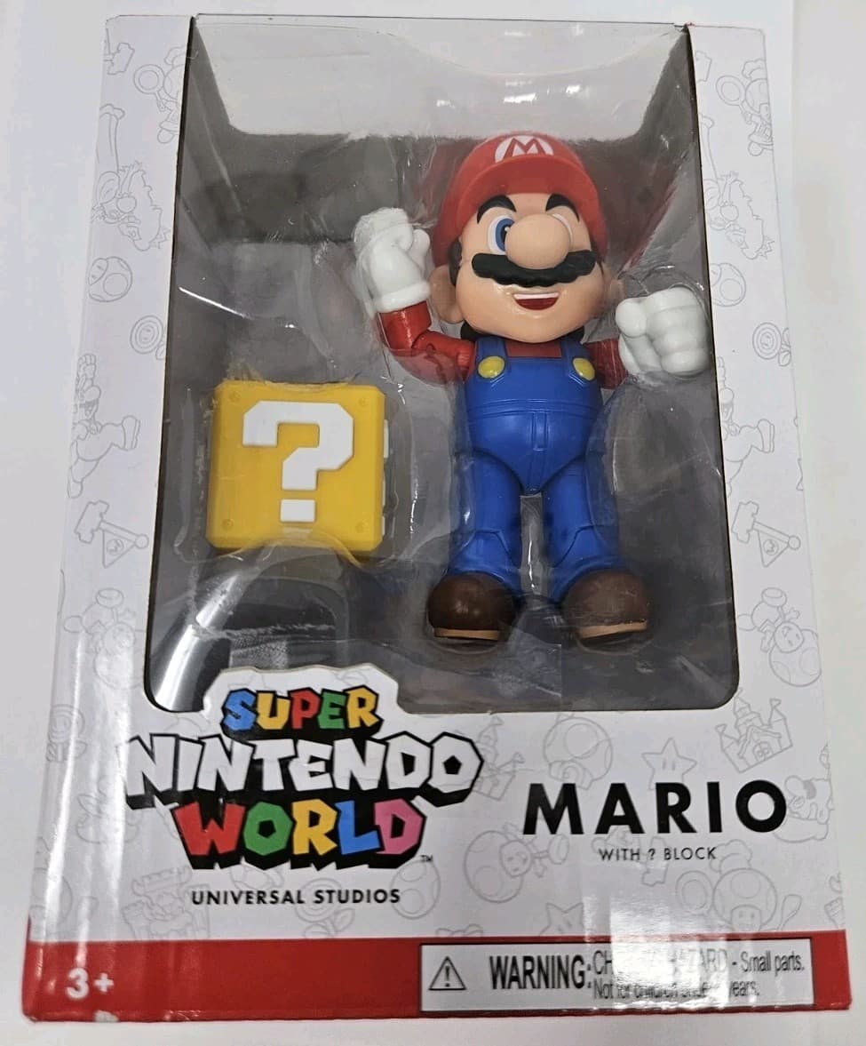 Super Nintendo World Mario Action Figure w/Block (Free ship)