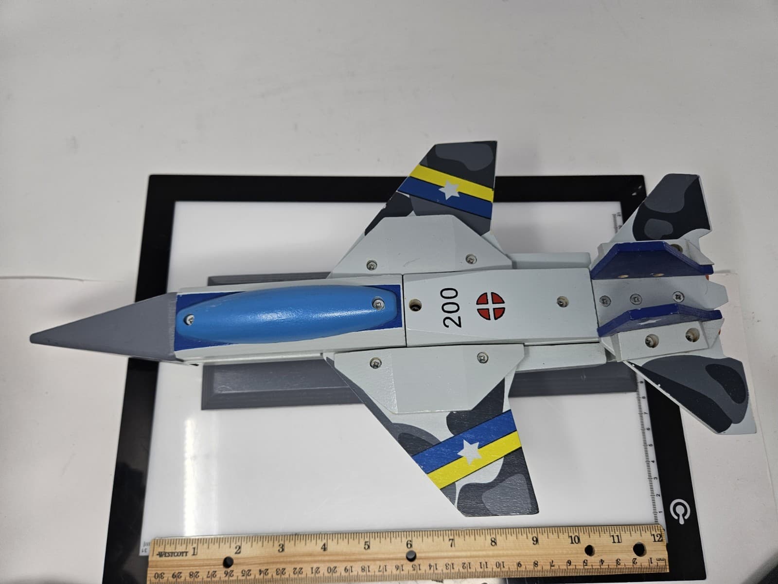 Vtg Airplane, Wooden Fighter Jet Model 15.5" L X 8" W, 6"T
