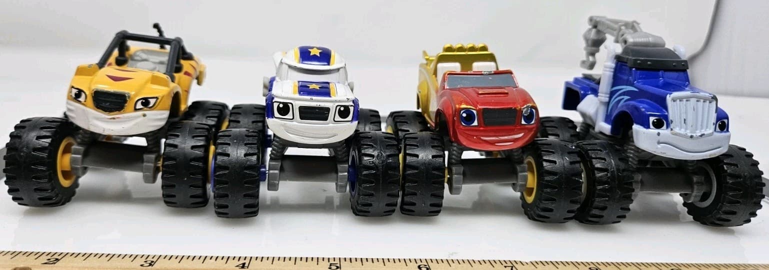2014 Mattel Blaze and the Monster Machines Diecast Monster Trucks, Lot Of 4