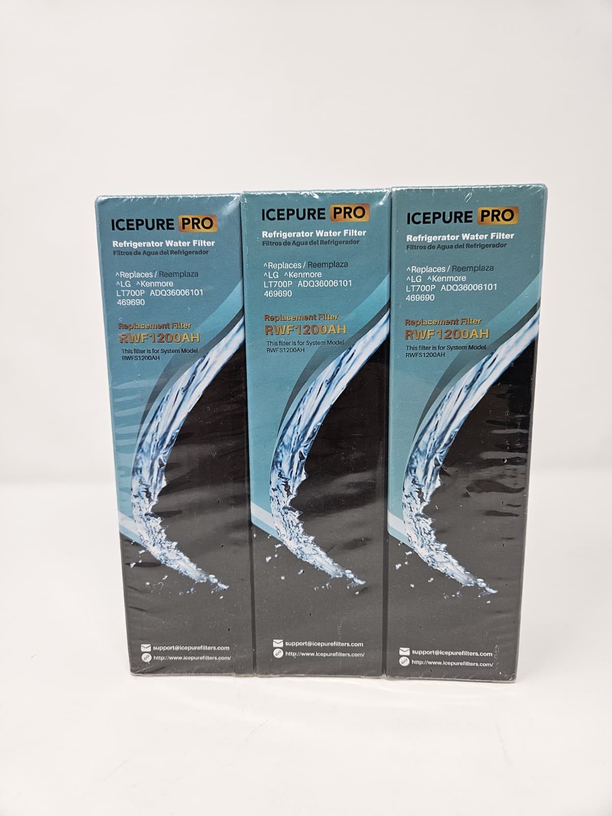 Icepure Pro RWF1200AH Refrigerator Water Filter NEW LG Kenmore (3 Pack)