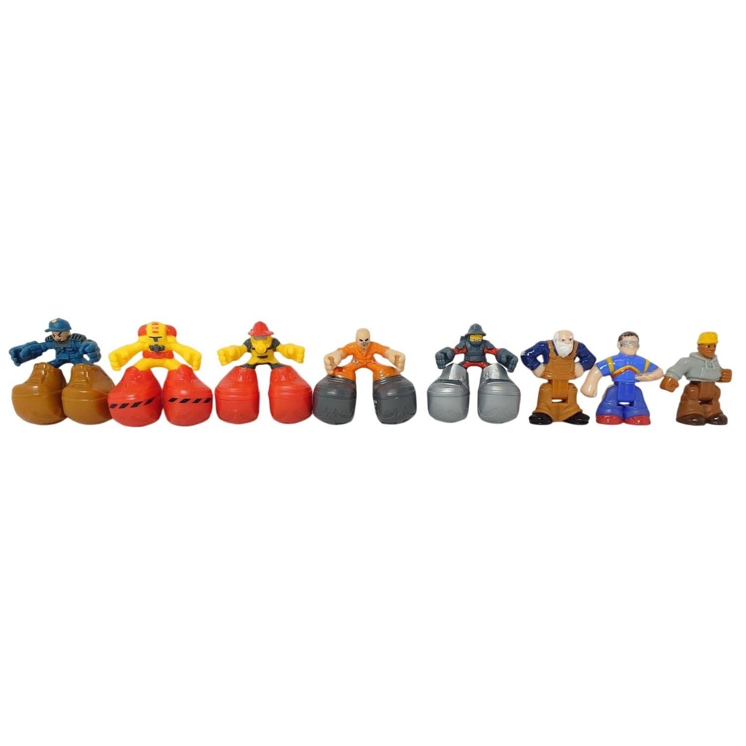 Vintage Lot of 10 Mattel Big Boots Figures – Police Firefighter Construction