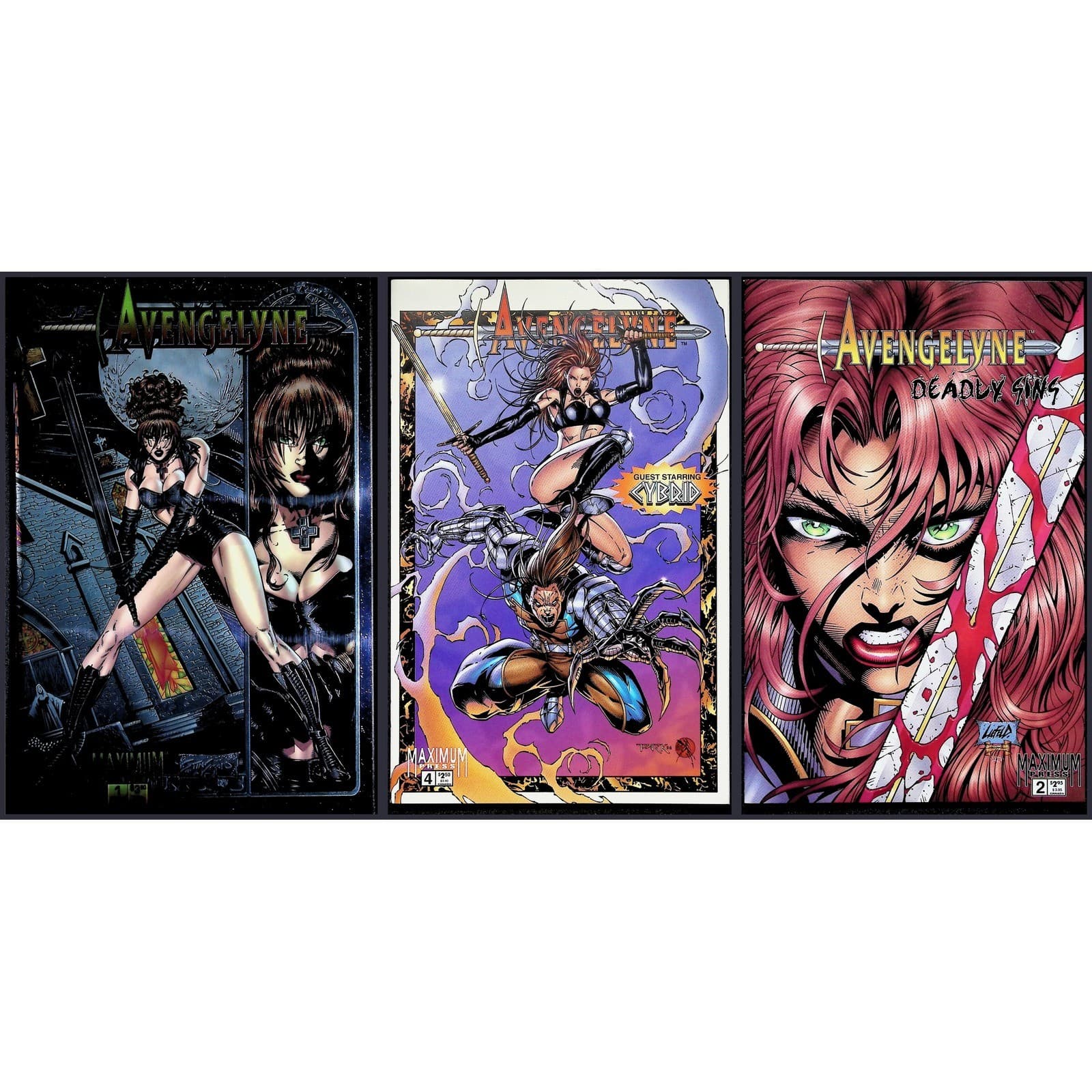Maximum Press Comic 3x Lot Avengelyne 1 4 Deadly Sins 2 Rob Liefeld Cybrid