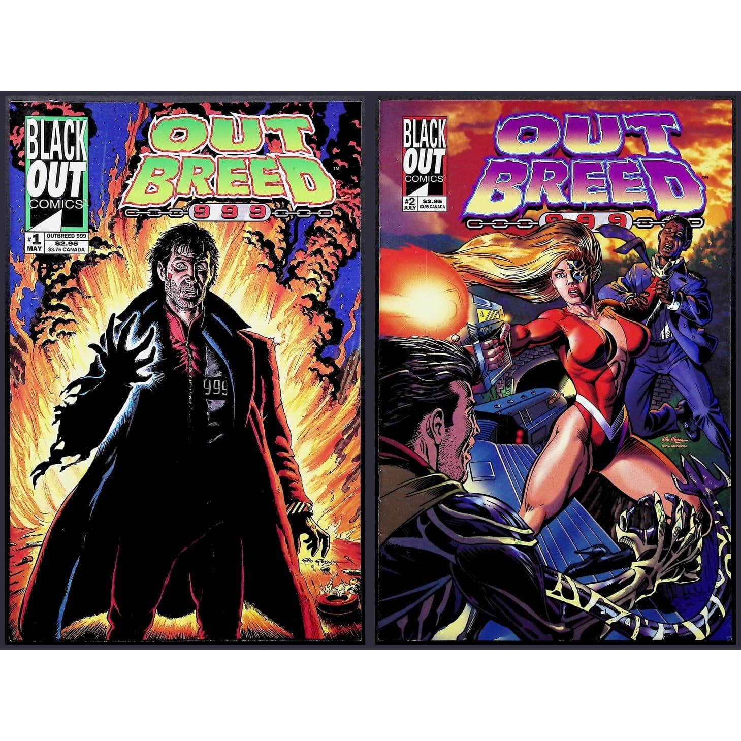 Outbreed 999 #1-2 Lot Black Out Comics 1995 Independent Sci-Fi Action