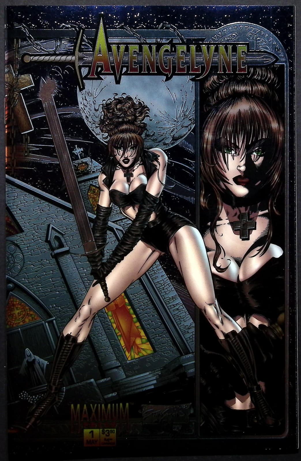 Vintage Avengelyne #1 Comic Maximum Press Wraparound Chromium Foil Cover 1990s