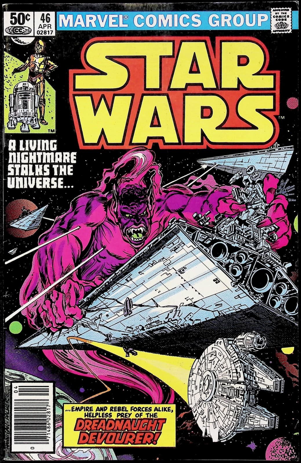 Star Wars #46 Marvel Comic Book 1981 Dreadnaught Devourer Newsstand C-3PO R2-D2