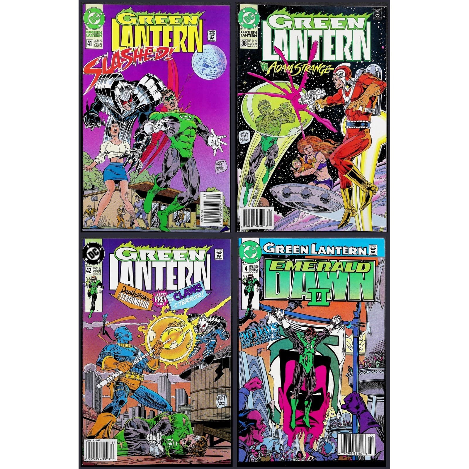 Green Lantern 38 41 42 & Emerald Dawn II 4 5x Newsstand Lot Deathstroke Strange