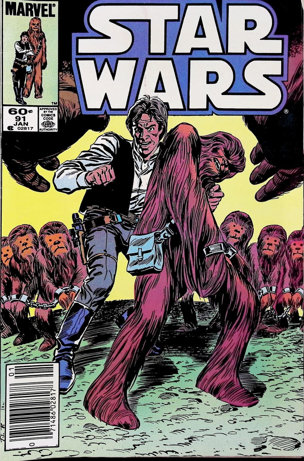 Vintage Star Wars Comic Book #91 Marvel 1985 Han Solo Chewbacca Newsstand