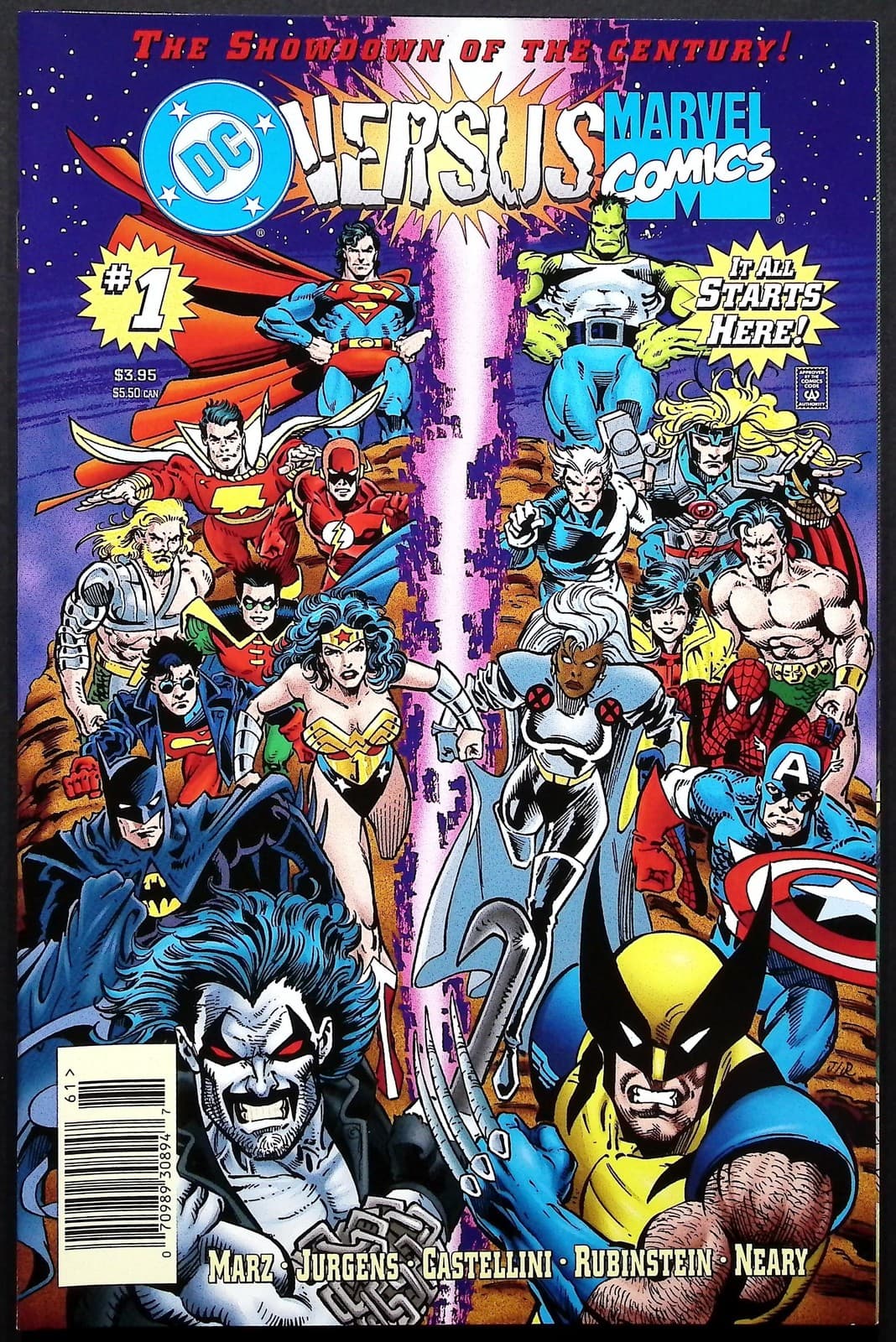 Vintage 1996 DC Versus Marvel Comics #1 Newsstand Crossover Comic Book