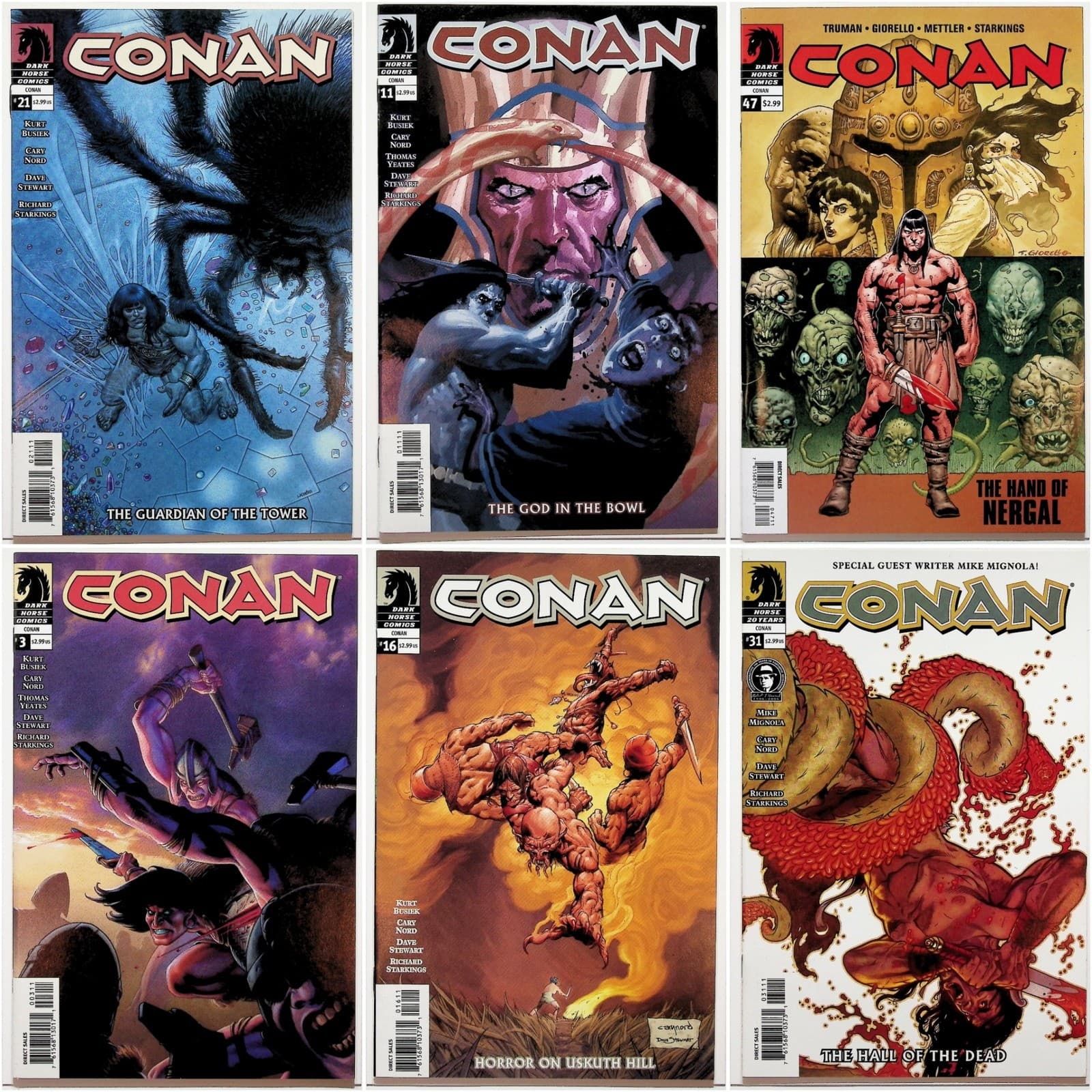 Conan Comic Book Lot Dark Horse Comics Issues 3, 11, 16, 21, 31, 47