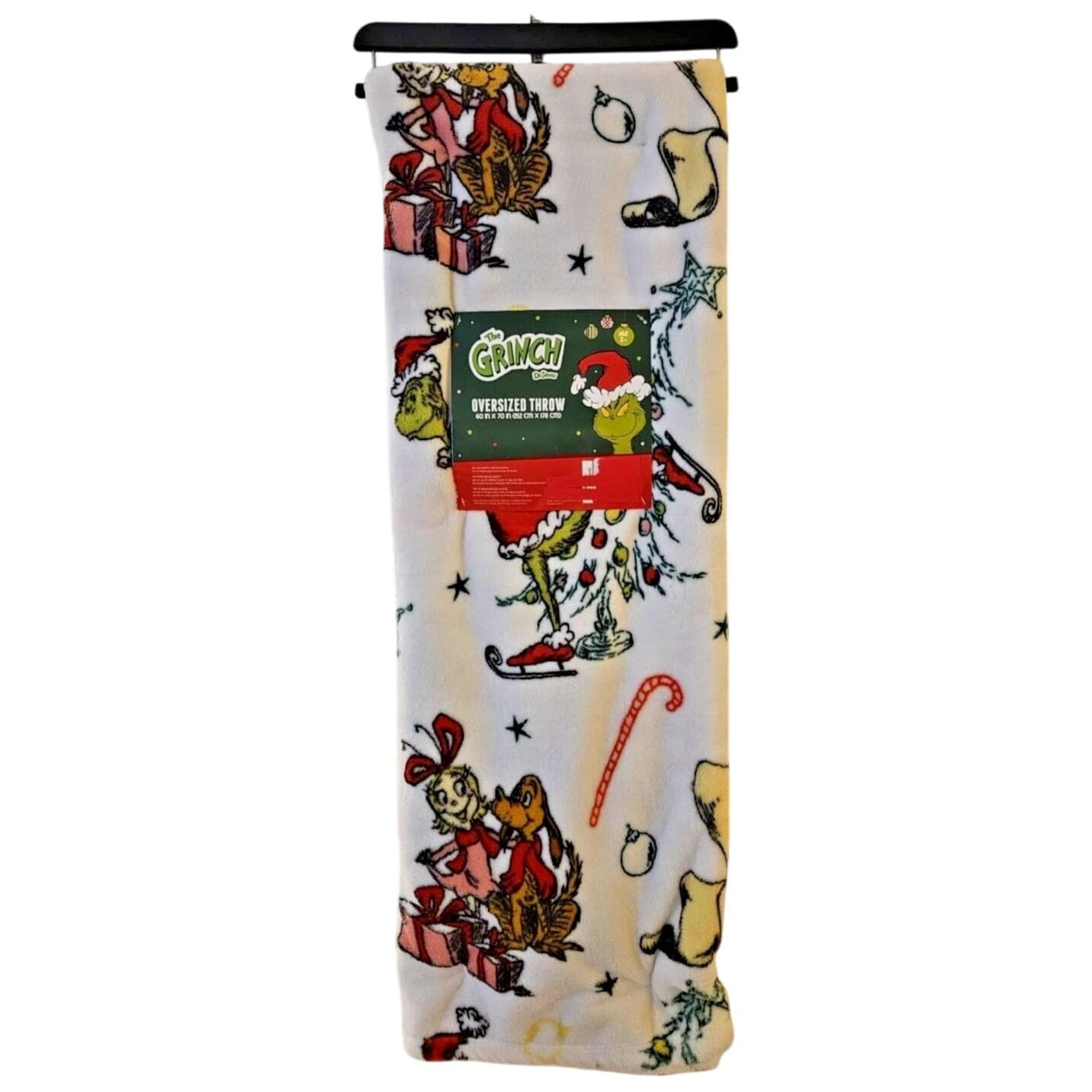 The Grinch Fleece Throw Blanket Christmas Oversized White 60x70 IN Soft NWT