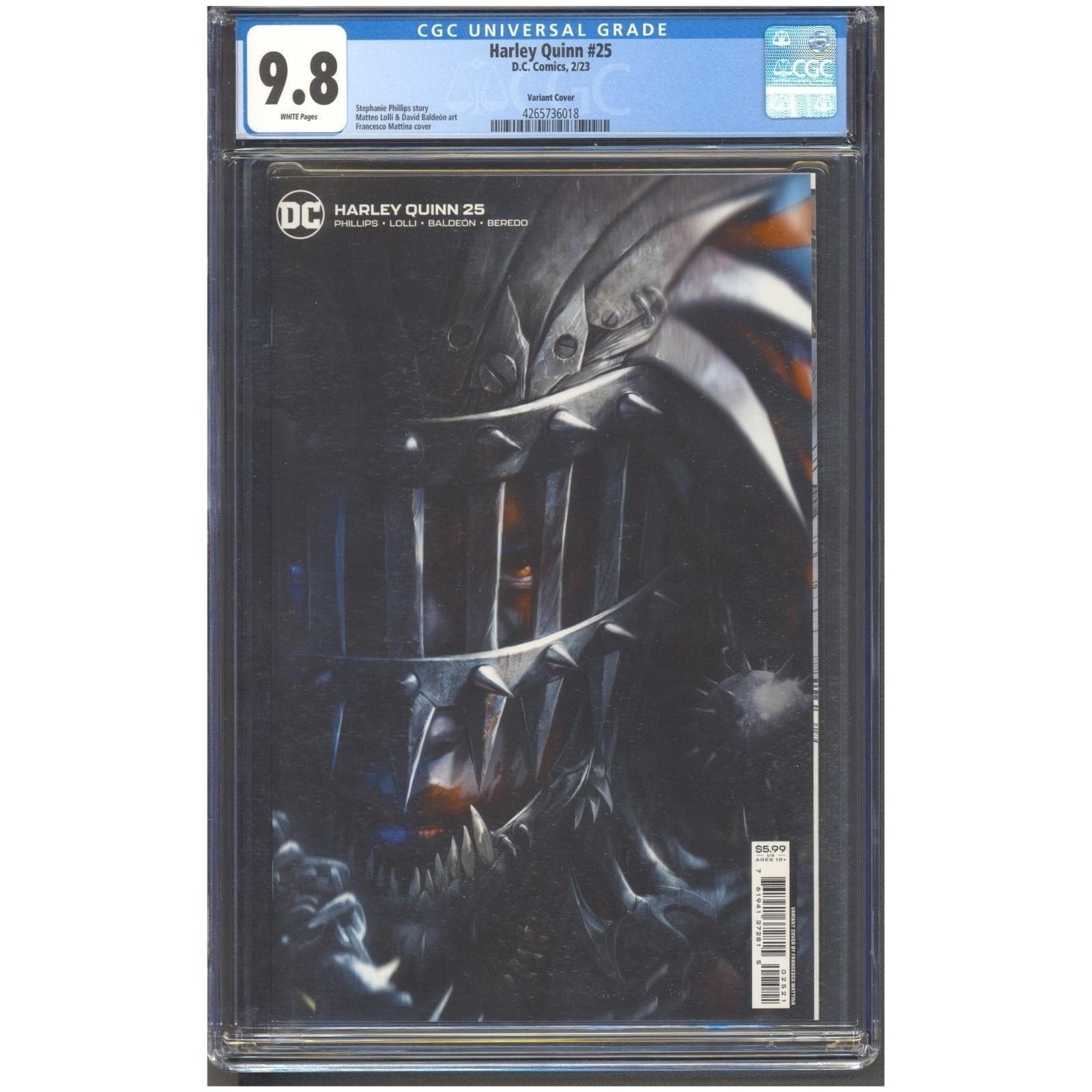Harley Quinn #25 Francesco Mattina Variant B CGC 9.8 White Pages DC Comics 2022