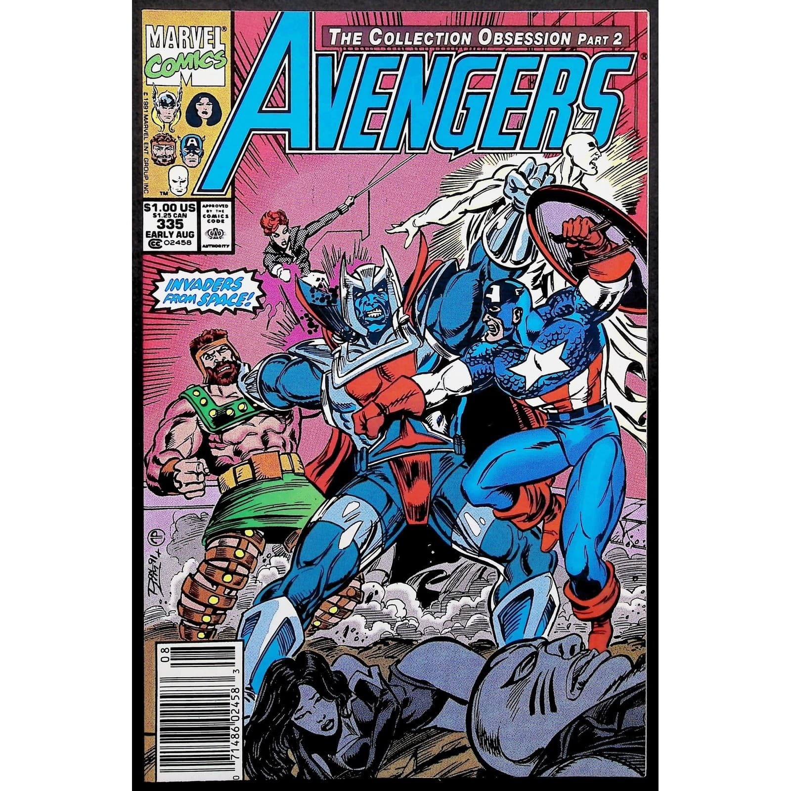 Marvel Comics Avengers #335 Newsstand Edition VF+ Copper Age 1991