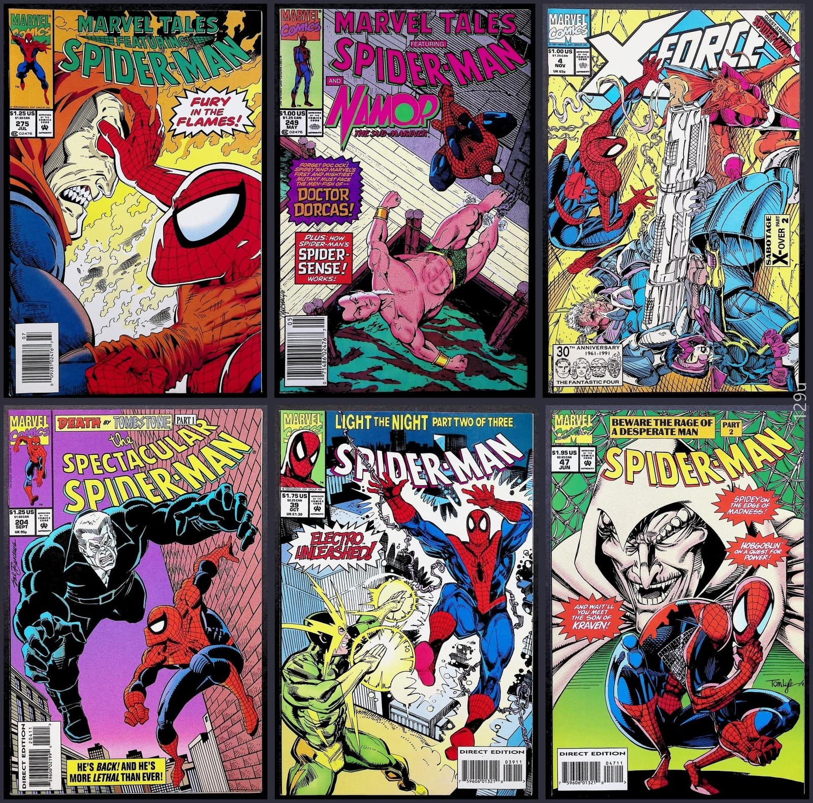 Spider-Man 6 Issue Comic Lot Marvel Tales X-Force Spectacular Spider-Man