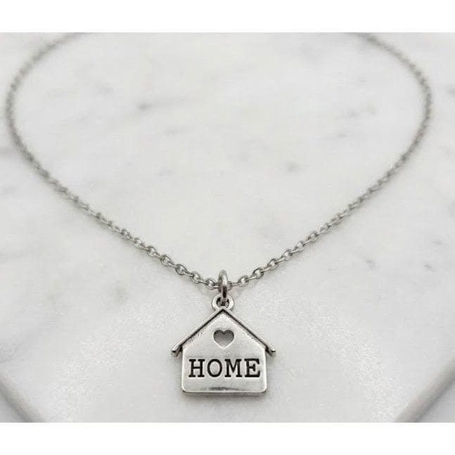 Handmade Necklace Silver Stainless Steel 21" Home House Pendant Heart