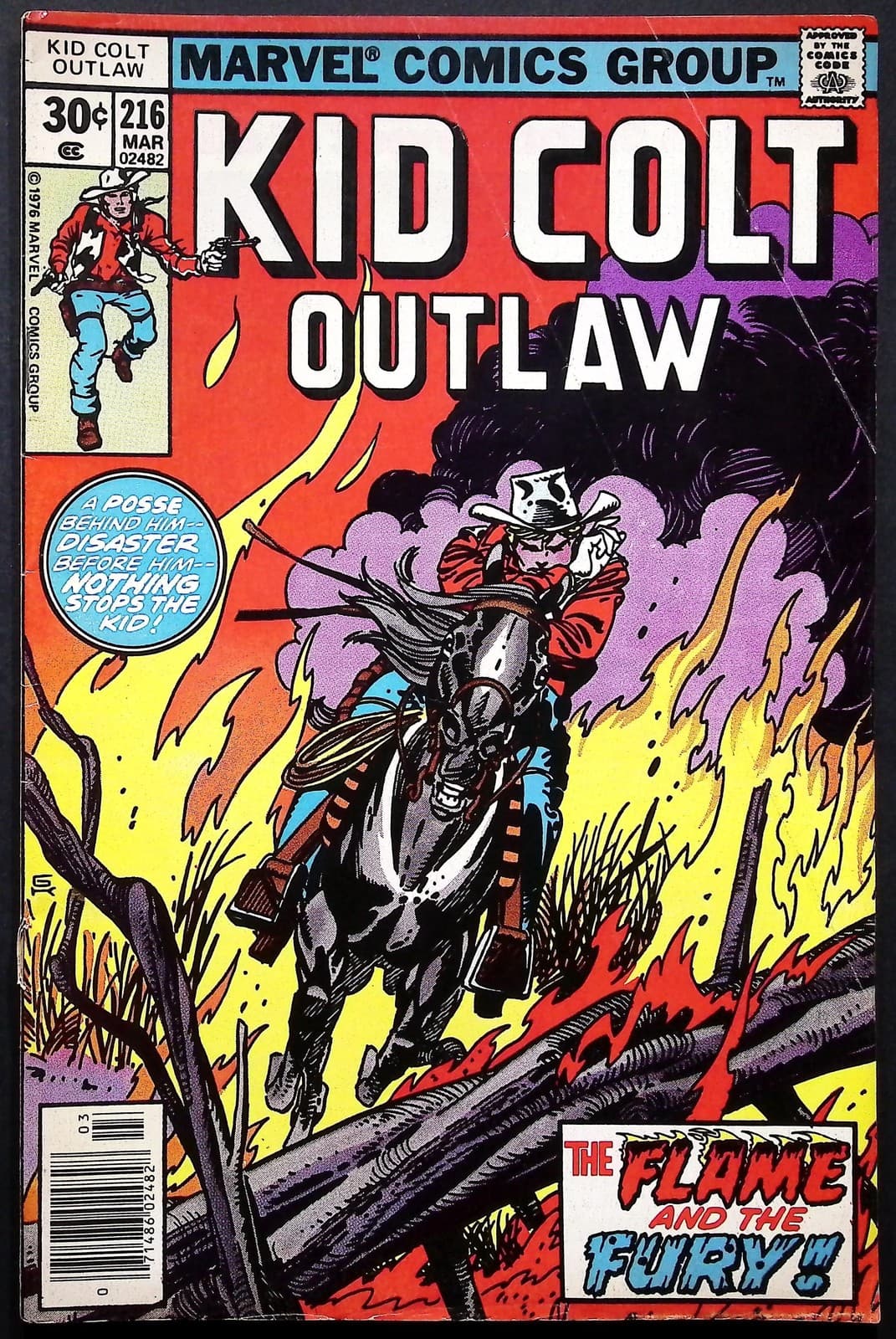 Marvel Comic Book Kid Colt Outlaw #216 March 1976 Bronze Age Western