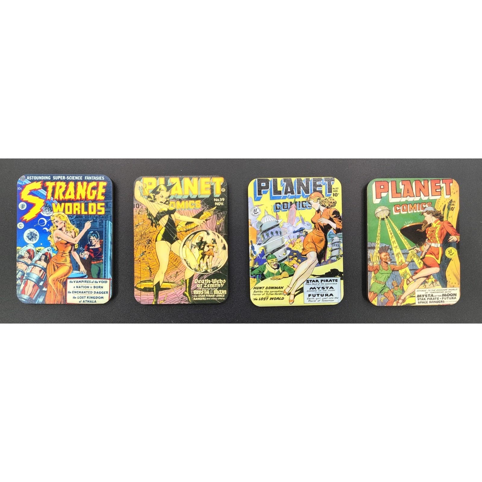 Handmade Magnet Set 4x Sci-Fi Comic Pinup Girl # Strange Worlds Planet Comics
