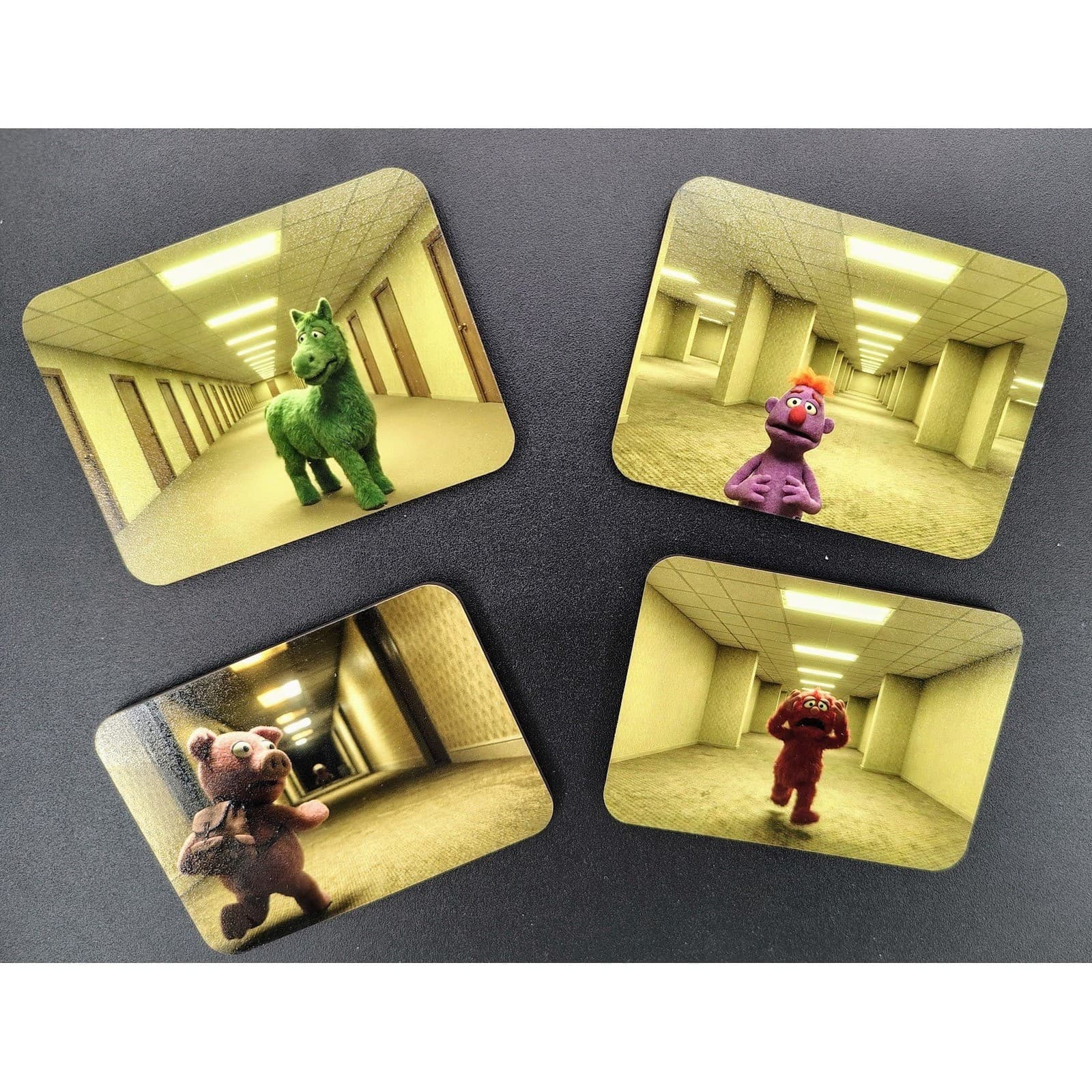 Handmade Magnet Set Satire Muppets in the Backrooms Liminal Space # Weirdcore