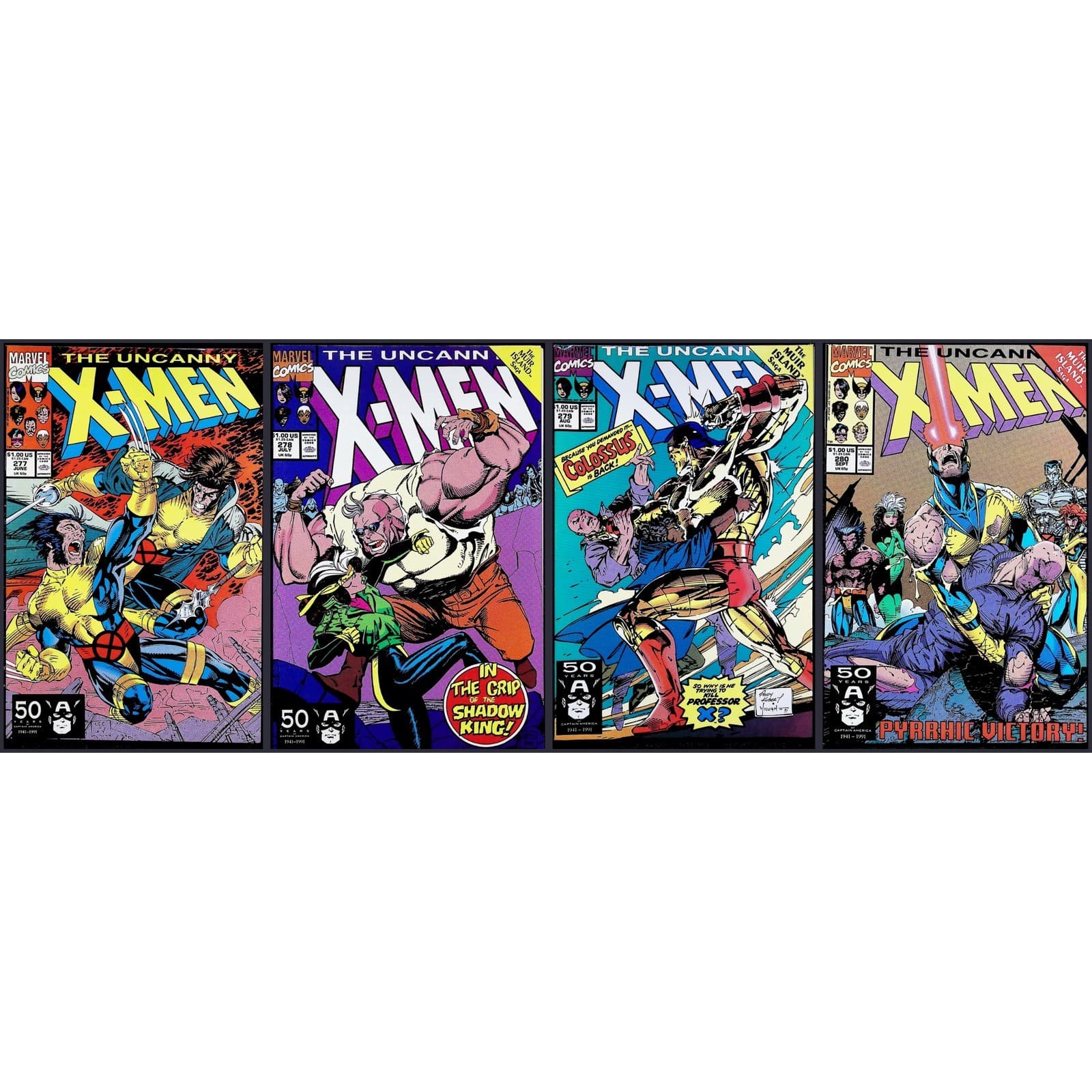 Uncanny X-Men #277-280 Marvel 1991 Muir Island Saga Shadow King Colossus VF+ Lot