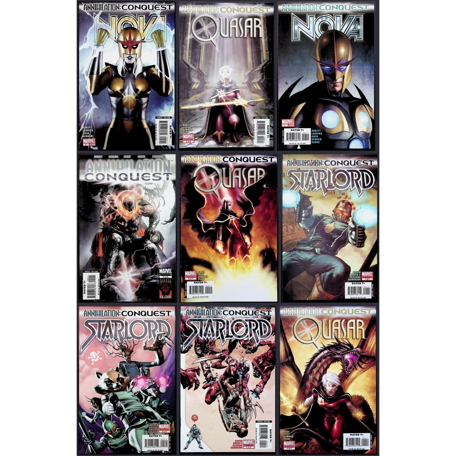 Annihilation Conquest 5 Nova 5 7 Starlord 1 2 4 Quasar 9x Comic Lot VF+