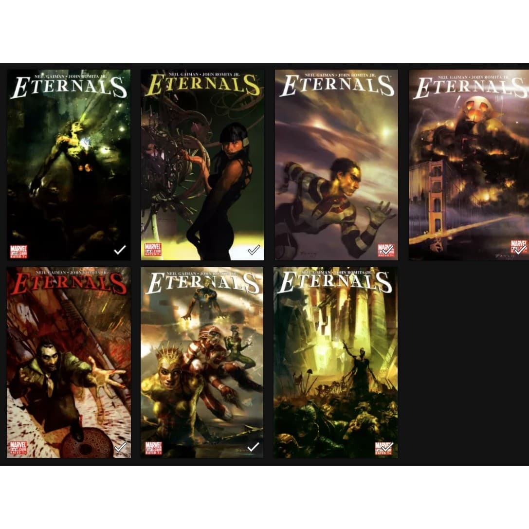 Eternals #1-7 Neil Gaiman John Romita Jr Marvel Comics Complete Set 2006 Sci-Fi