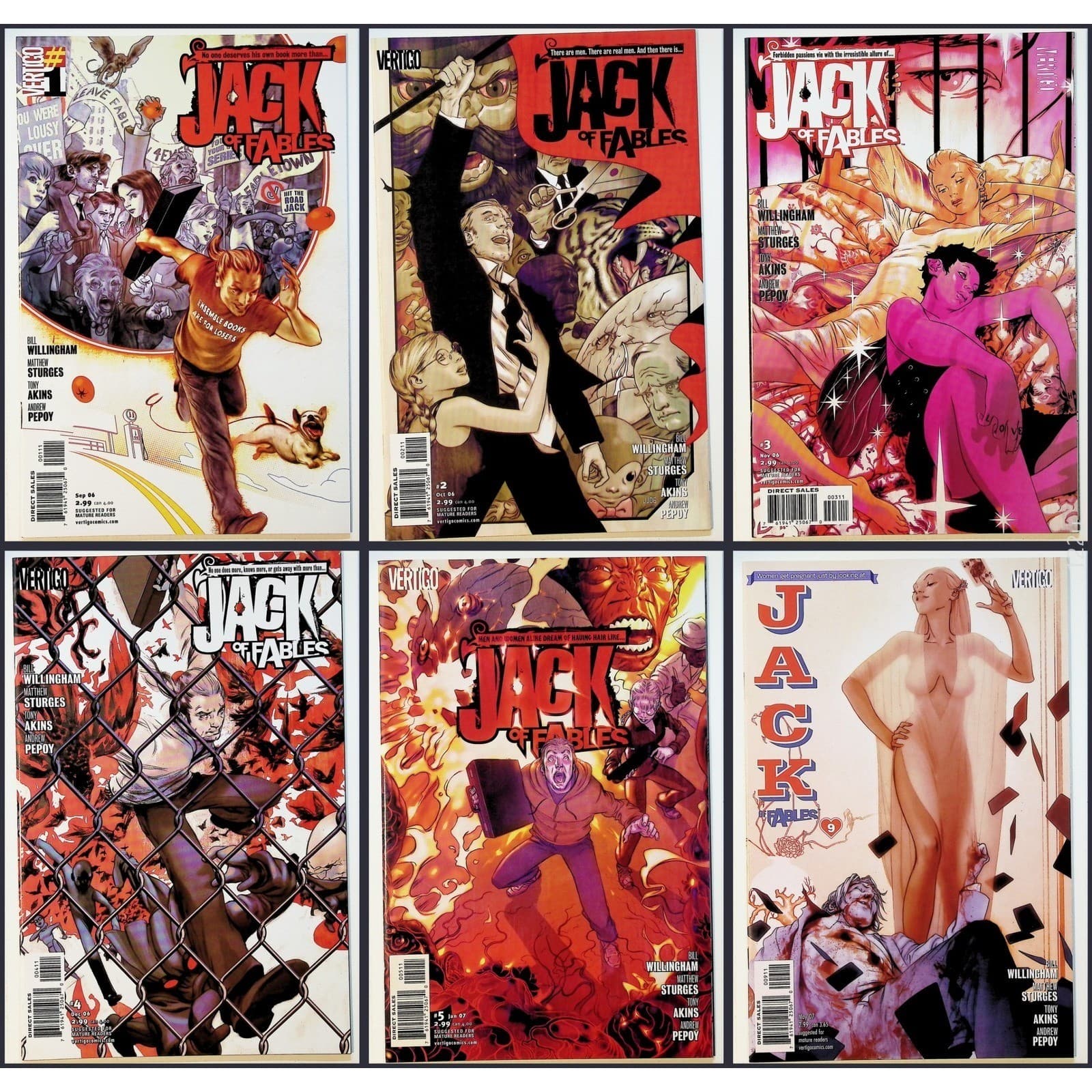 Jack of Fables #1 2 3 4 5 8 9 DC Vertigo Fables Spinoff 7x Comic Lot NM