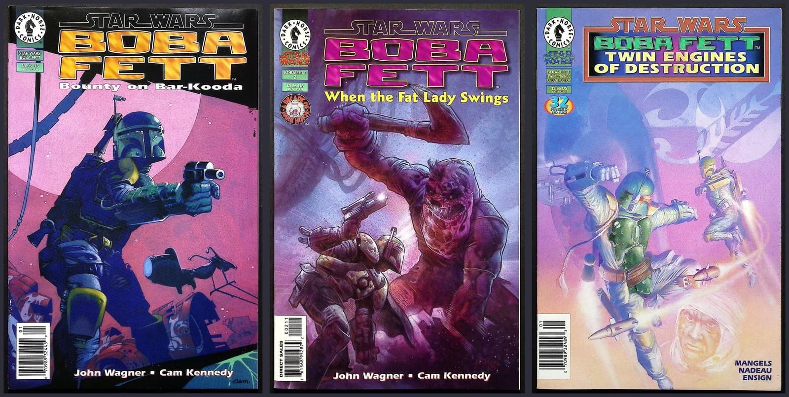 Vintage Star Wars Boba Fett Dark Horse Comic Lot of 3 90s Wagner Kennedy