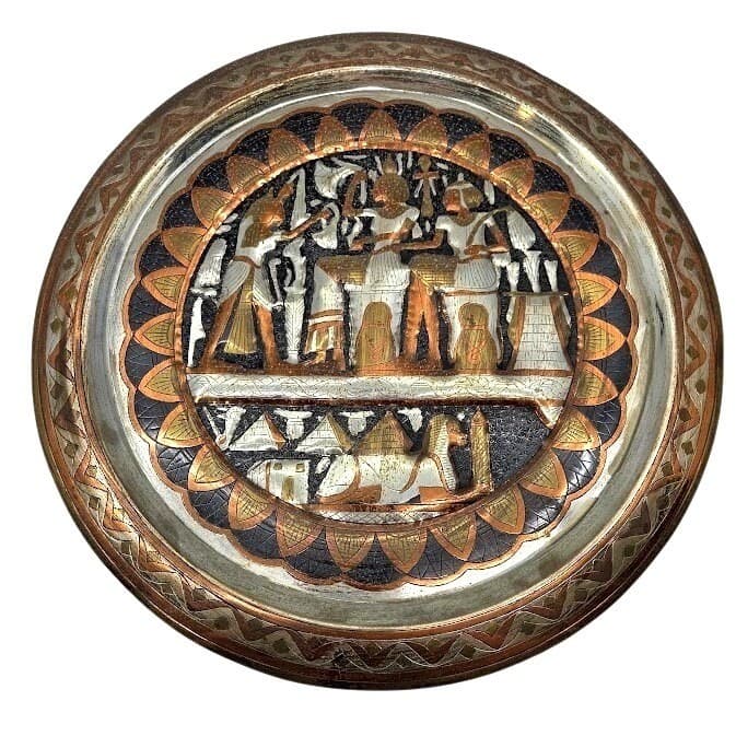 Egyptian Brass Plate Handmade Women Sphinx 15.5"