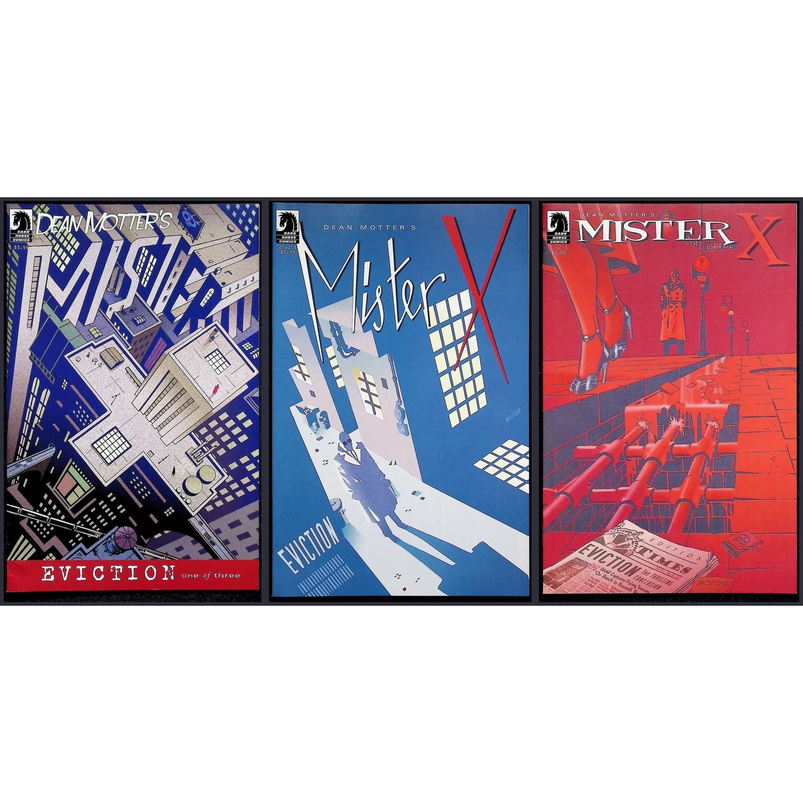 Dark Horse Comic Lot Dean Motter Mister X Eviction #1-3 Complete Set