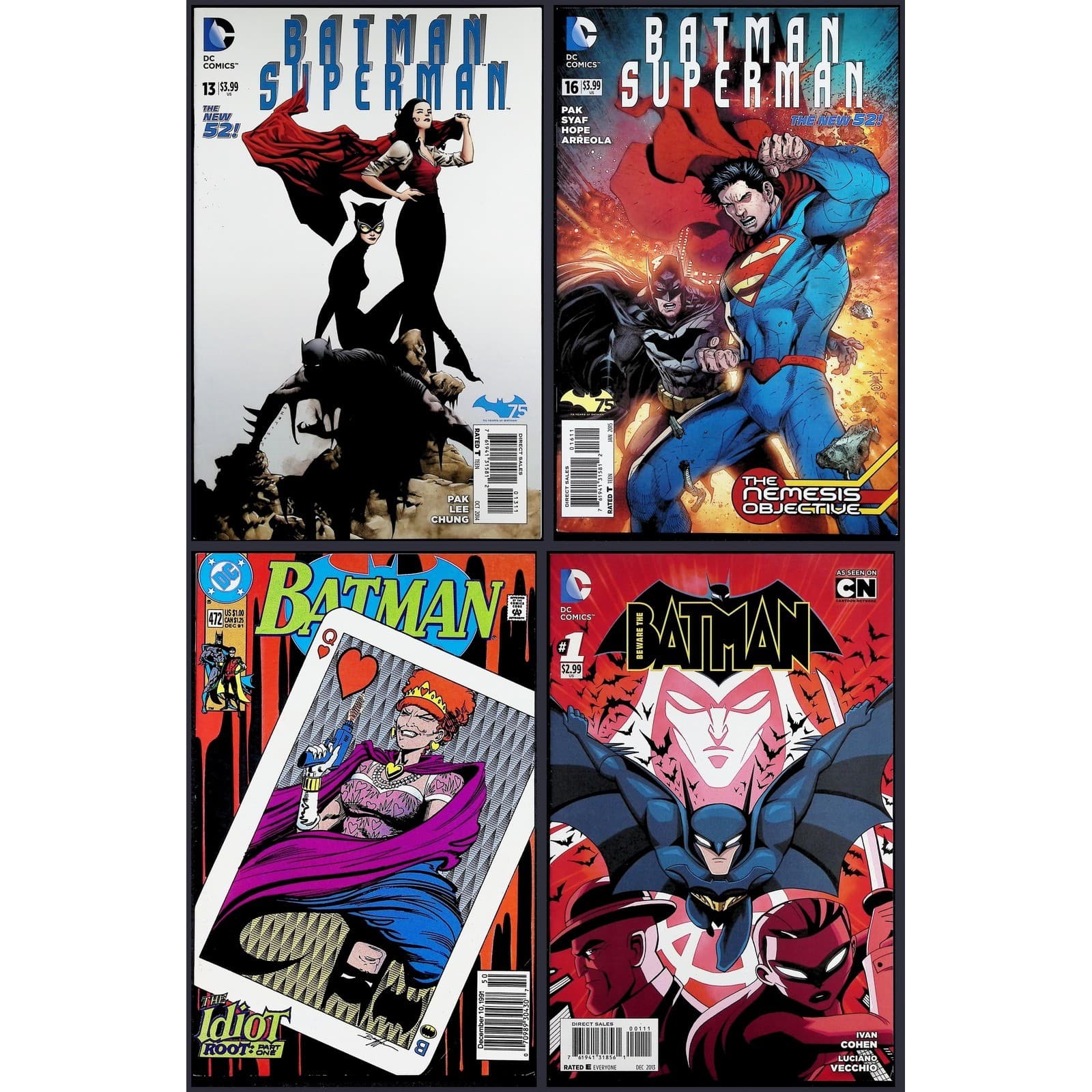 Batman Superman 4X Comic Lot #13 16 472 1 Beware The Batman DC Catwoman Cartoon