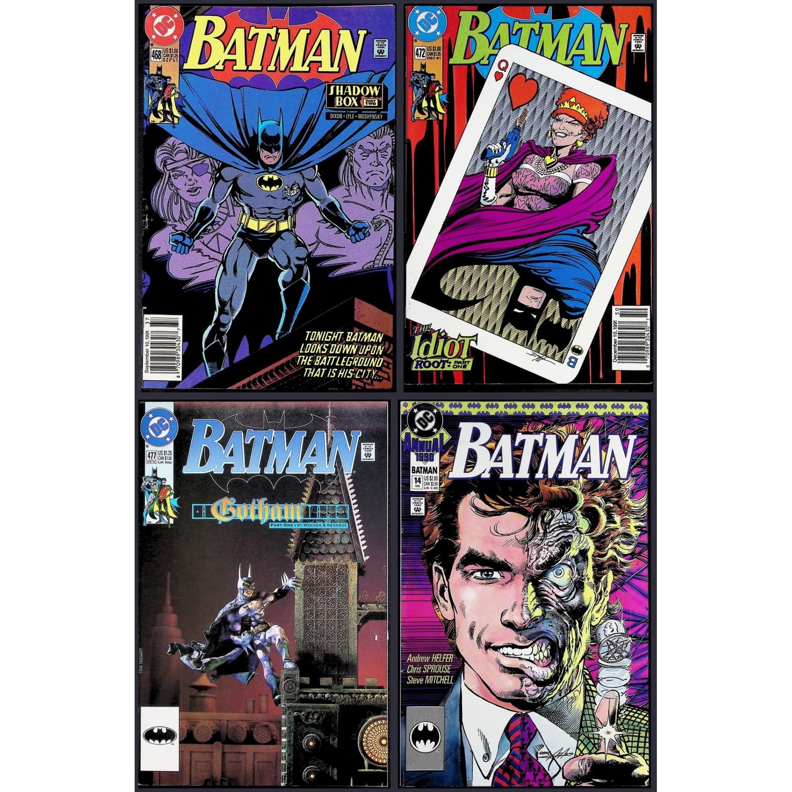 Batman 4X Comic Lot #468 472 477 Annual 14 Shadow Box Idiot Root DC Newsstand