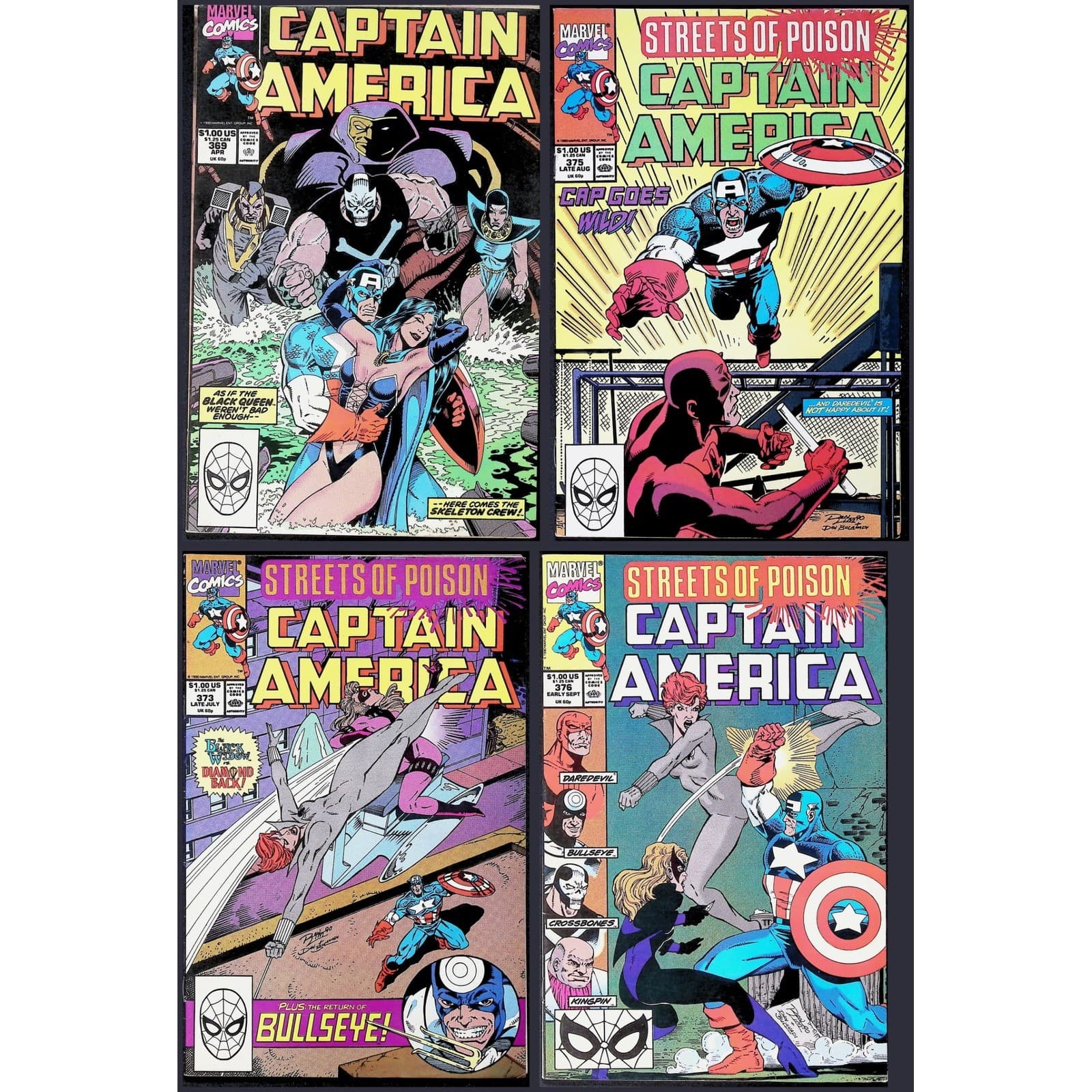 Captain America 4X Comic Lot #369 373 375 376 Skeleton Crew Marvel