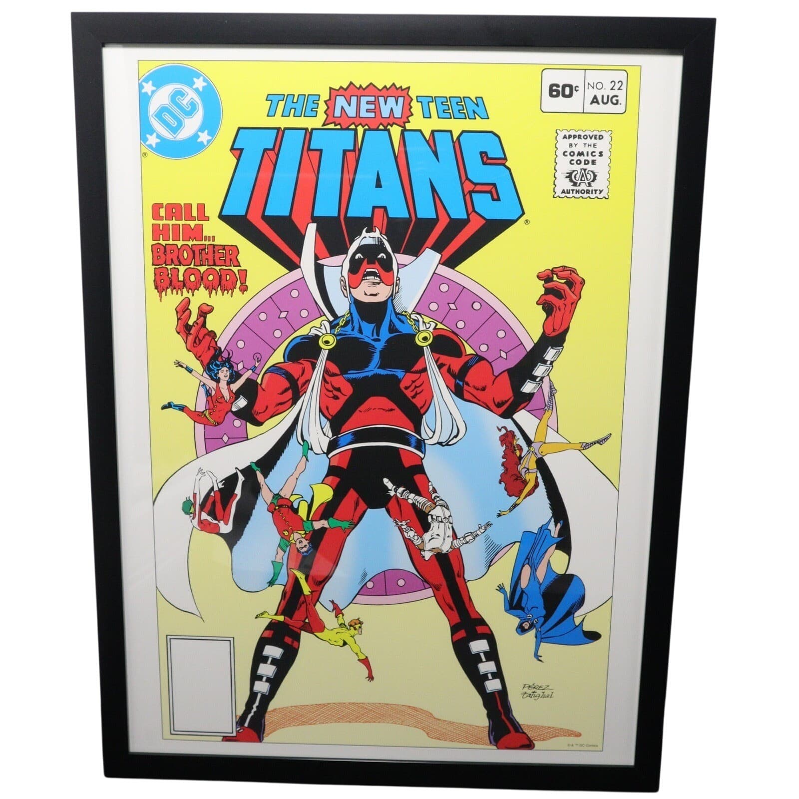 The New Teen Titans #22 Framed 12x16 Brother Blood Cover Art by Pérez DC Comics