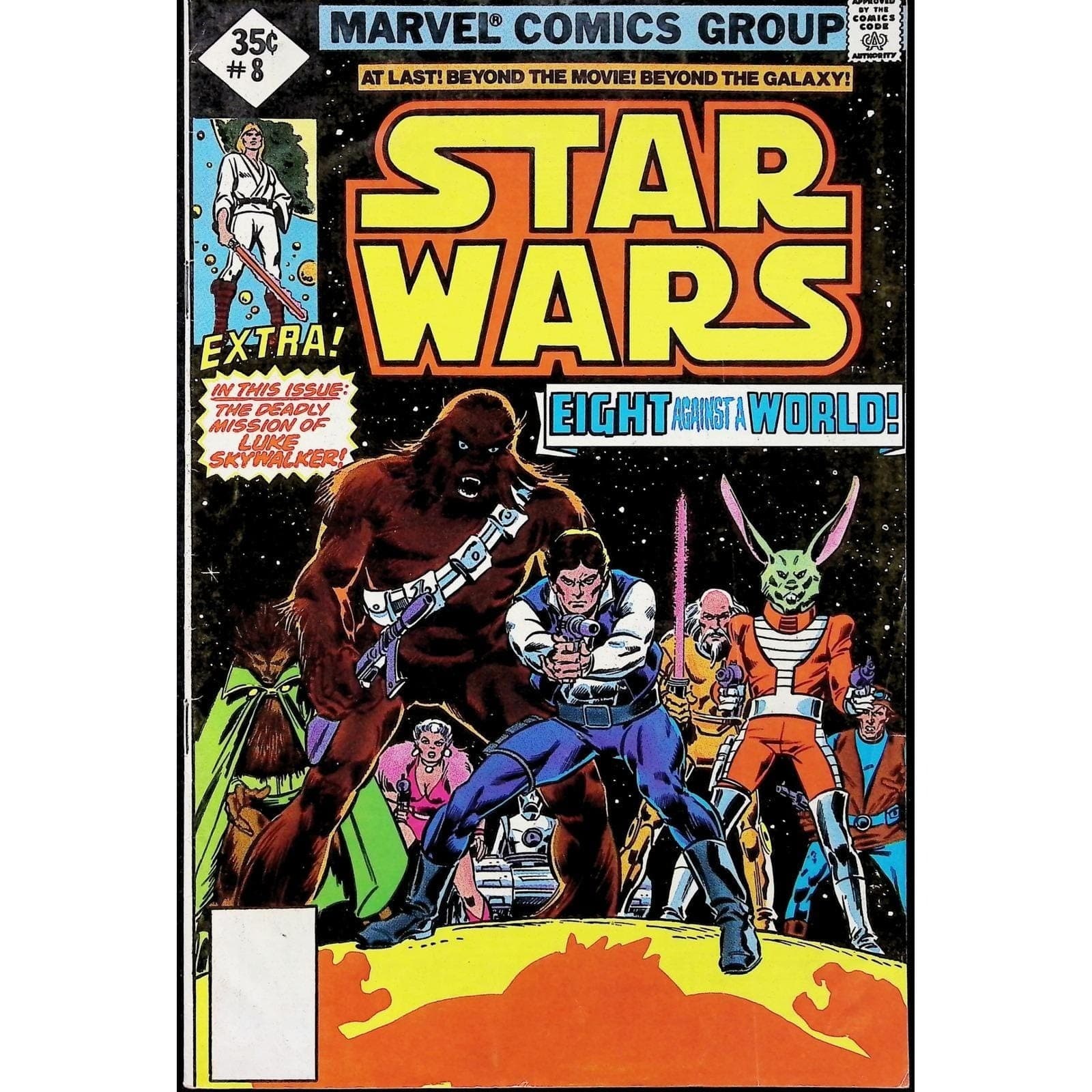 Marvel Comic Star Wars #8 Newsstand Luke Skywalker Jaxxon 1978 1st Cloud Riders