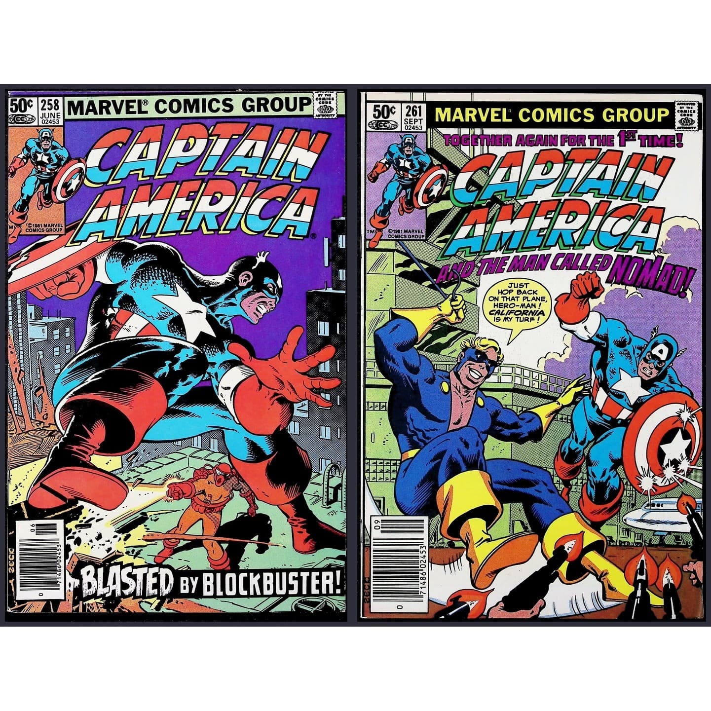 Captain America #258 261 2x Comic Lot Newsstand Nomad Blockbuster 1981