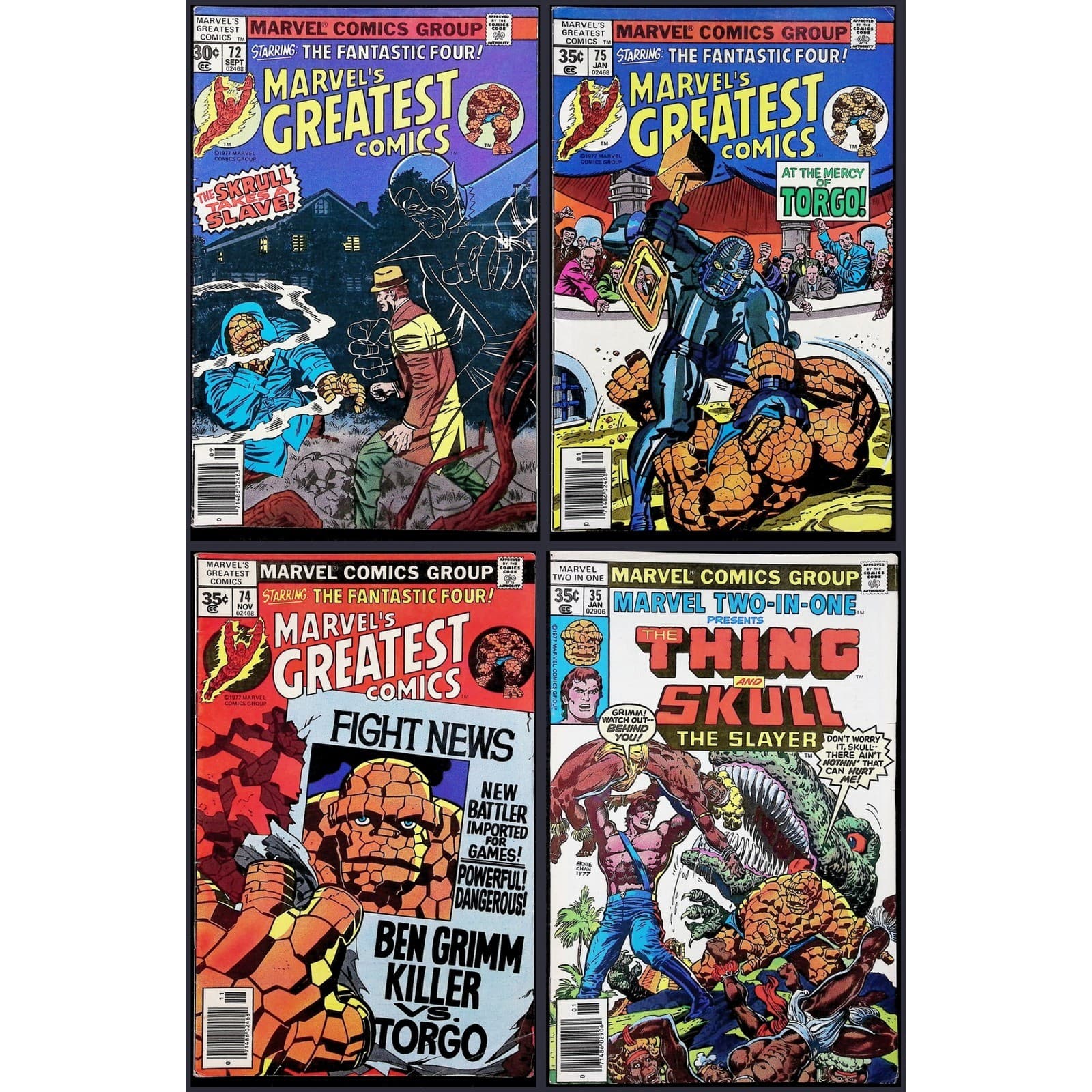 Marvel Comic 4x Lot Marvel's Greatest #72 74 75 Marvel Two-In-One 35 Newsstand