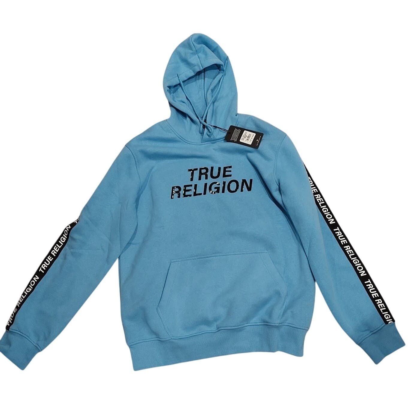 True Religion Silicone Tape Hoodie Tape PO Cornflower Blue XL New w/ Tags